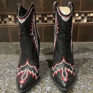 Stylish Black and Red Western Boots